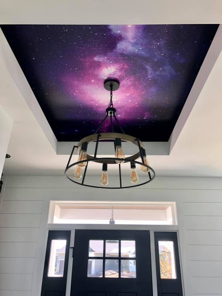 Graphics banner on ceiling