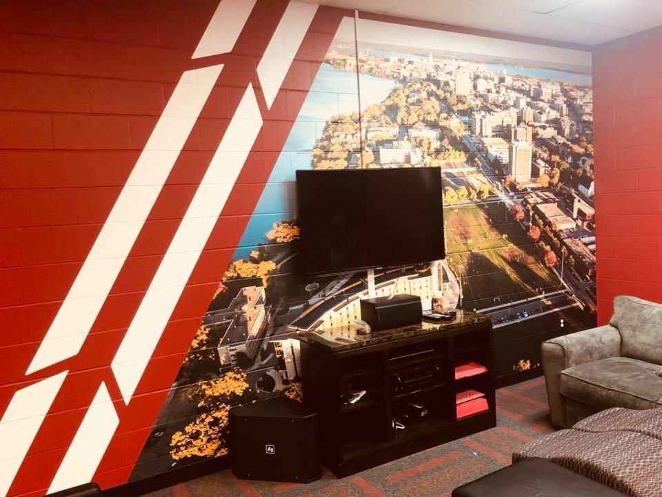 Graphics banner on wall