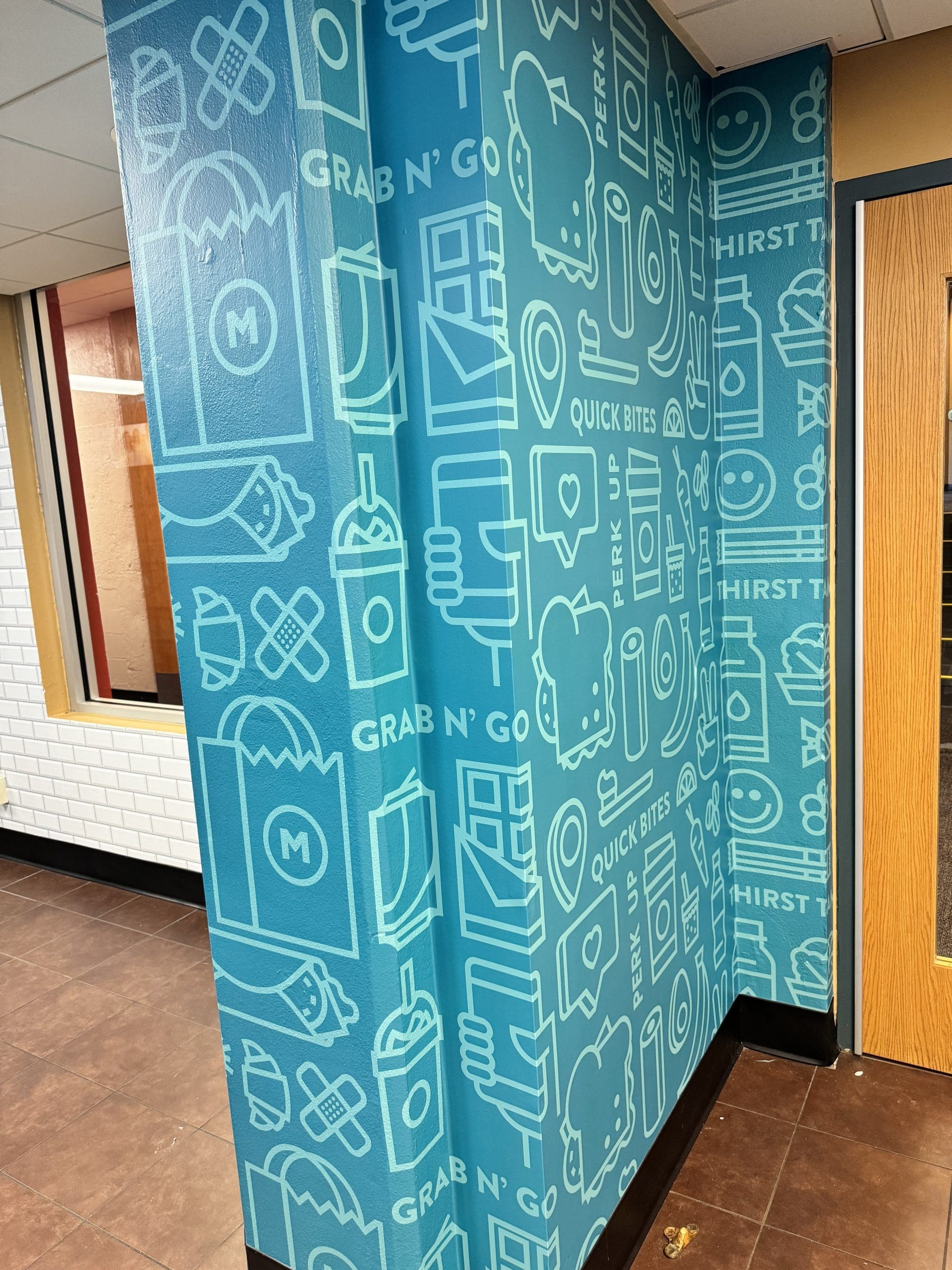 Graphics banner on wall